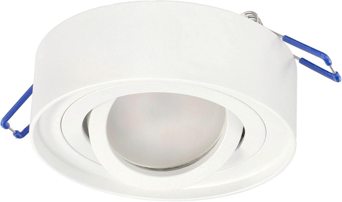 Inbouwspot Wit Rond SKAND MINI - Draaibare Plafondspot met GU10 Fitting - Moderne Aluminium Inbouw Spotlamp ø95x30mm - Verstelbare Spotverlichting voor Woonkamer, Keuken, Hal, Slaapkamer
