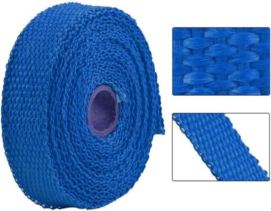 5cm x 5m Glasvezel Blauw Motorfiets Thermische Band Uitlaat Tape Band Hittebeschermingsband Uitlaatpijp Isolatie Uitlaattape Uitlaatband Auto met 6 Kabelbinders — afbeelding 3