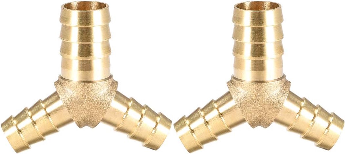 sourcing map 16 mm x 12 mm x 12 mm slang Id-fitting geribbeld slang messing Y-vorm prikkeldraad verloopstuk 3-weg T-aansluiting adapter 2 stuks