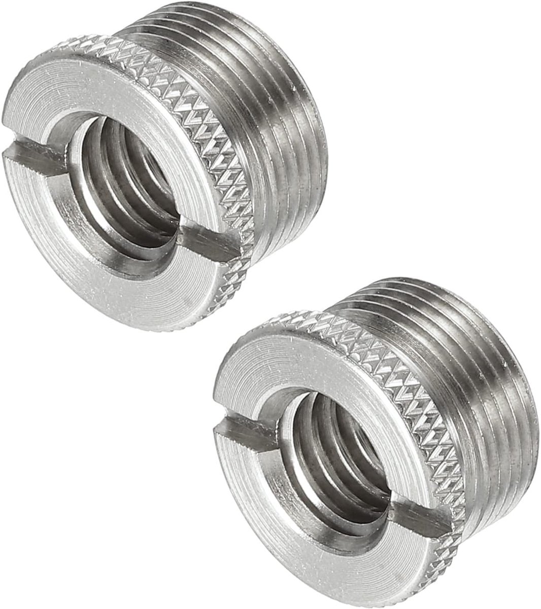 Microfoonstandaard Adapter 3/8 Vrouwelijk naar 5/8 Mannelijk Koperen Microfoon Schroef Adapter voor Microfoon Statief Zilver 2-Pack