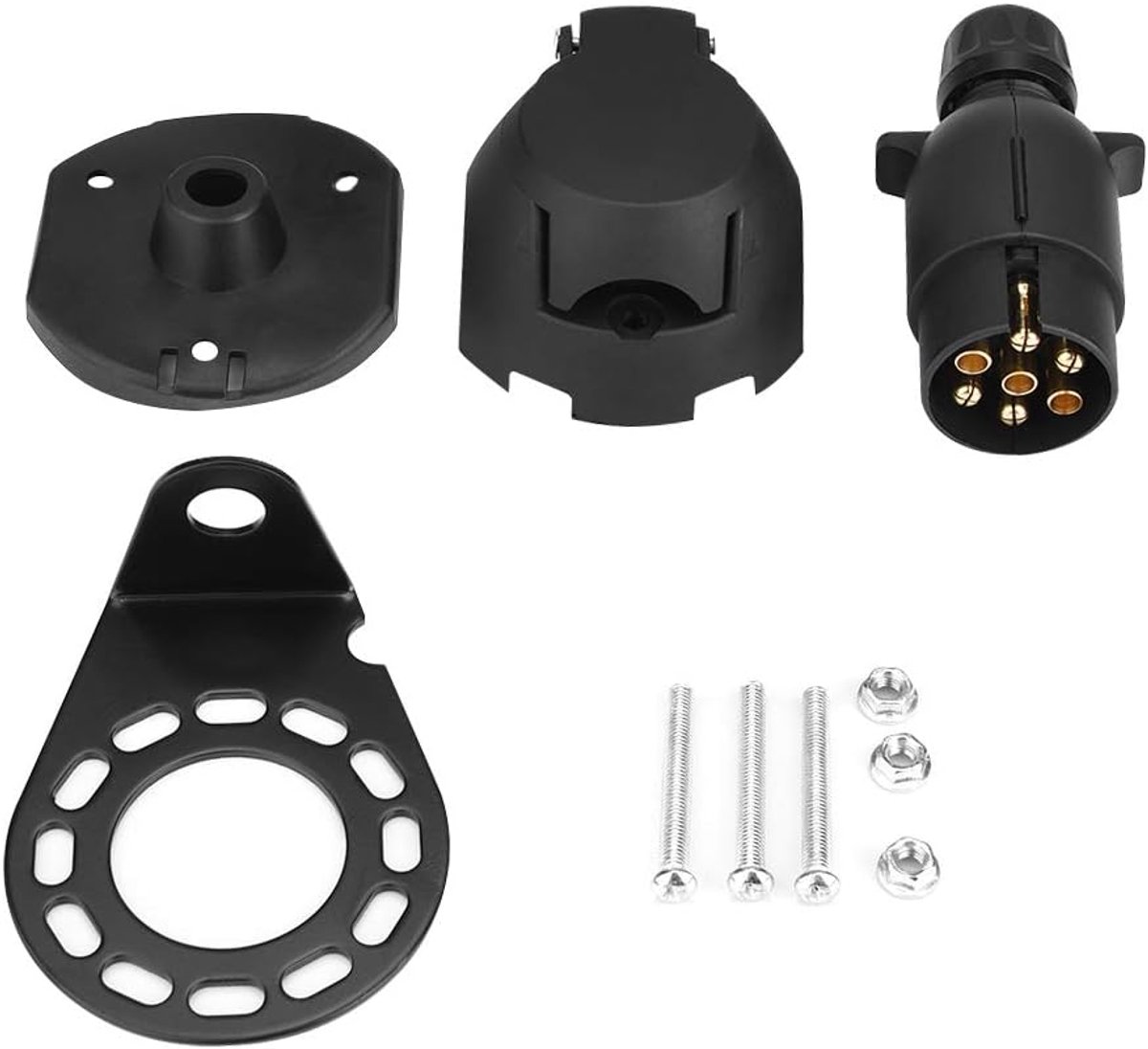 7Pin Aanhanger Stekker, 12N 7Pin Aanhanger Stekker Connector Adapter Beugel voor Aanhanger Caravan Trekhaak Trekstang
