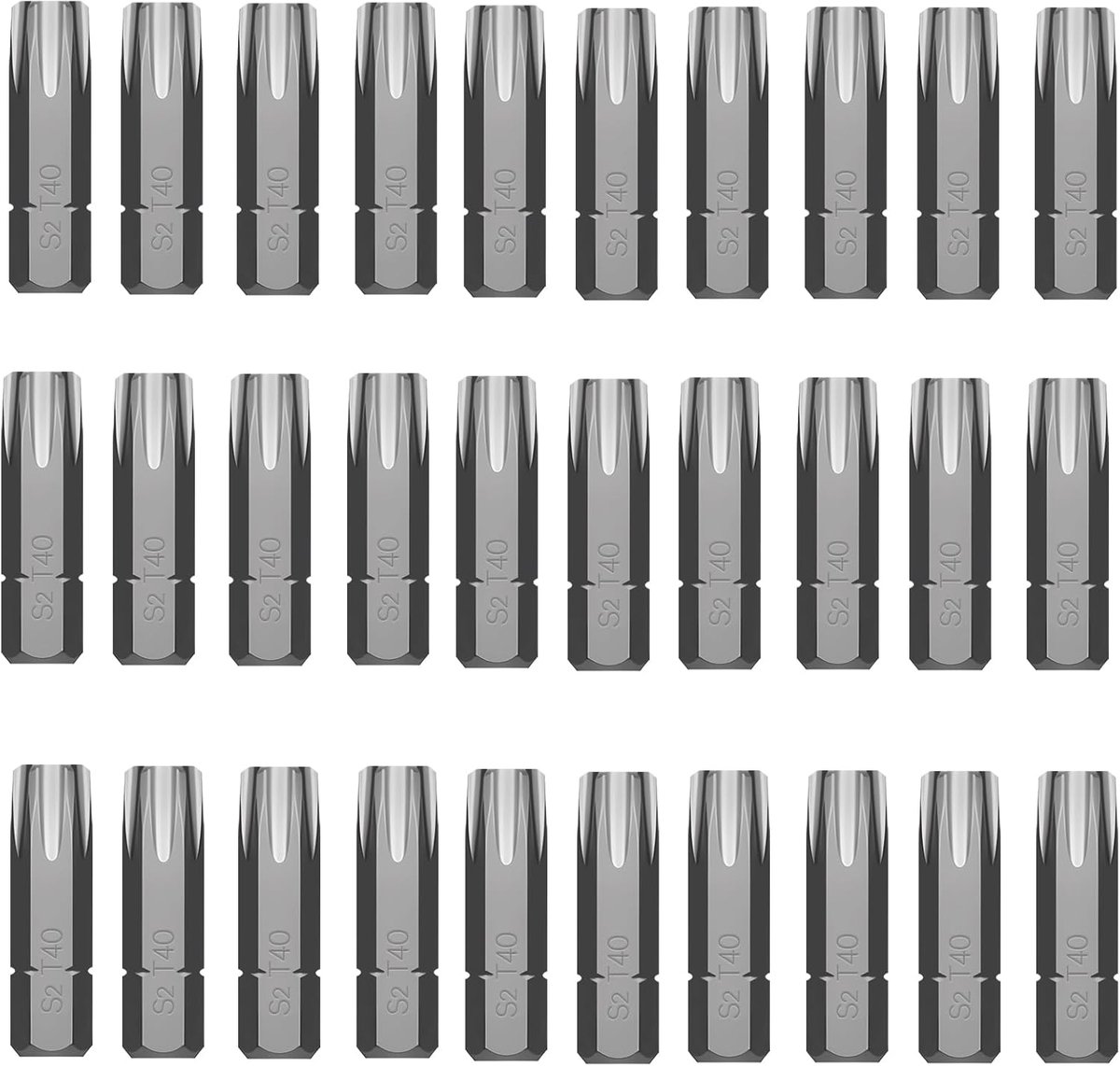 Torx bitset, 30 stuks S2 stalen bits (25 mm lengte), geschikt voor torx-schroeven