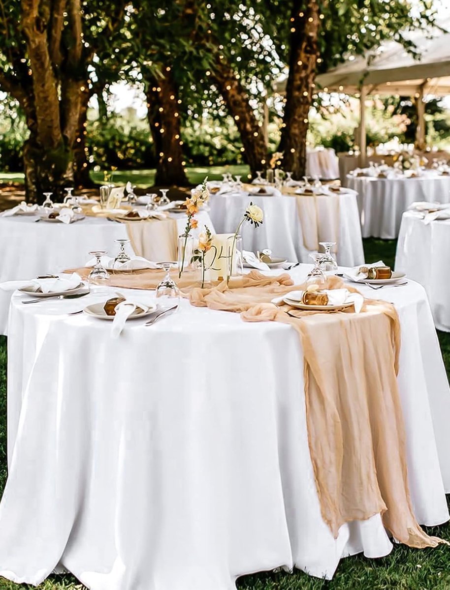 Rond tafelkleed - 4 stuks 304 cm witte ronde tafelkleden, premium polyester resistente tafelkleed voor bruiloft, feest, diner, banket, buffettafel, vakantie, eettafels versieren