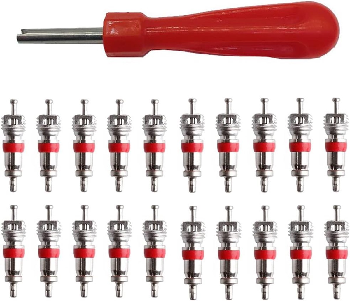 Valve Core Remover, Bandklep Reparatie Tool Set Bandventiel Stam Core Removal Tool met 20 STKS Klepkernen Band Reparatie Kit voor Auto Fiets Motor Auto Truck Motorfiets