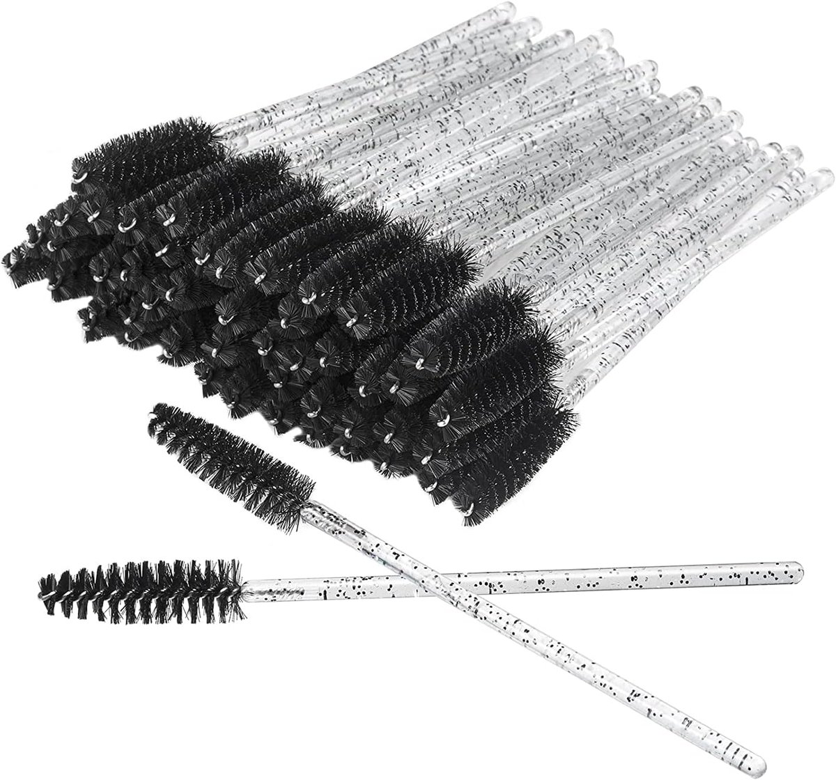 100 stuks wegwerp wimperborstels, mascara, toverstaf, wimper-wenkbrauwapplicator, cosmetische make-upkwastentoolkits (kristalzwart)