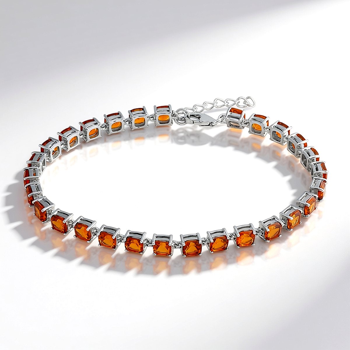 Cavill - Zilveren Armband - 925 Sterlingzilver - Madeira Citrien 7,919 ct - Antieke Kussenslijp - Verstelbaar - Luxe Dames Armband