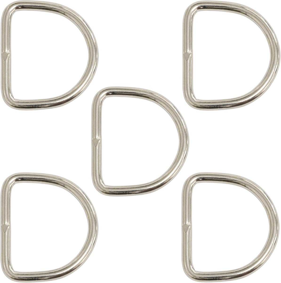 - C68073-set van 5 - D-vormige halfronde ringen/steeklussen 40 mm - riemlus, tas-/rugzakriem riem schouderriem rugzak riem decoratie - zilverkleur - van metaal