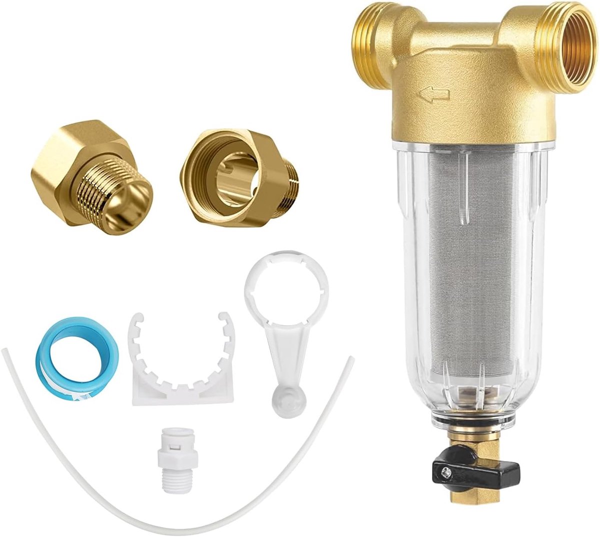 uitspoelbare fijnfilter, waterkraan waterfilter water, waterfilter, voorfilter-sedimentfilter voor bronwaterslang-sedimentfilter (1/2")