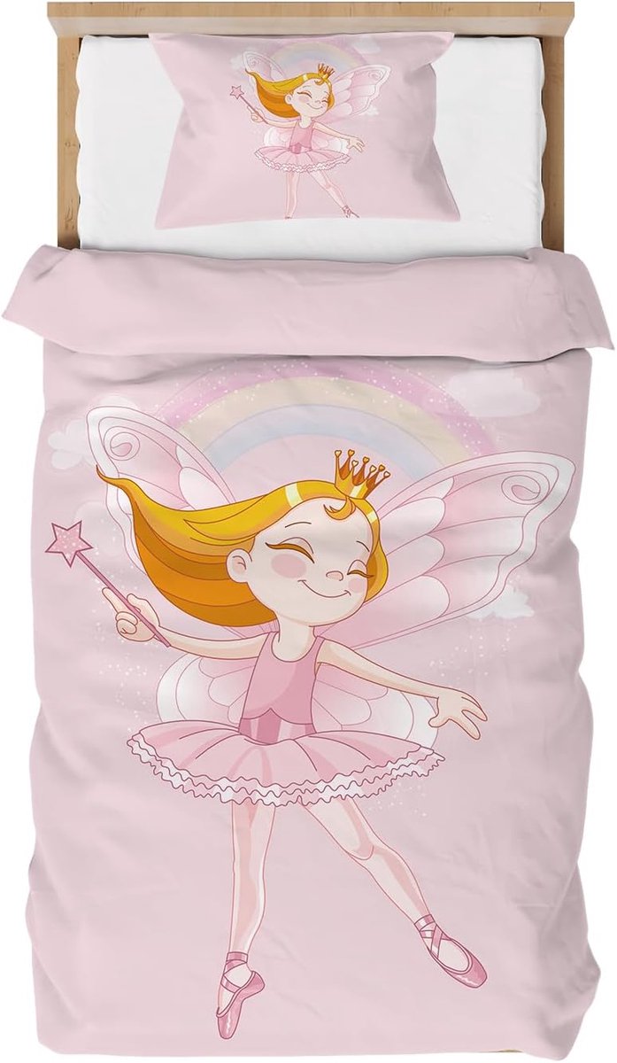 Beddengoed 90 x 190 cm, voor kinderen, meisjes, roze, dekbedovertrek voor eenpersoonsbed, met 1 kussensloop 40 x 60 cm, met ritssluiting, dekbedovertrek voor eenpersoonsbed, van microvezel