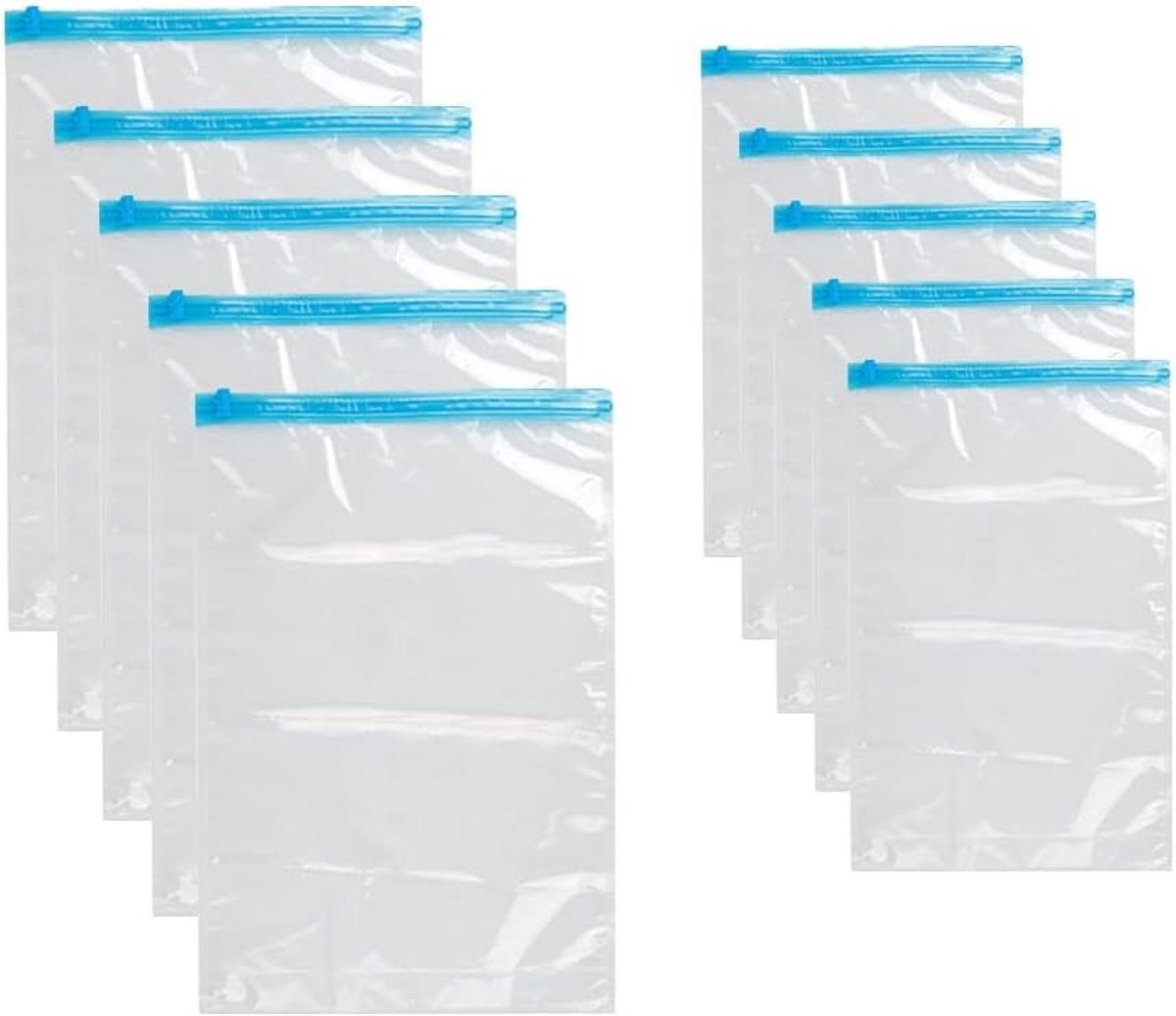 Reiscompressiezakken - Transparant - 60 x 40 cm en 50 x 35 cm - Herbruikbare Opbergzakken zonder Stofzuiger - Voor Kleding en Beddengoed