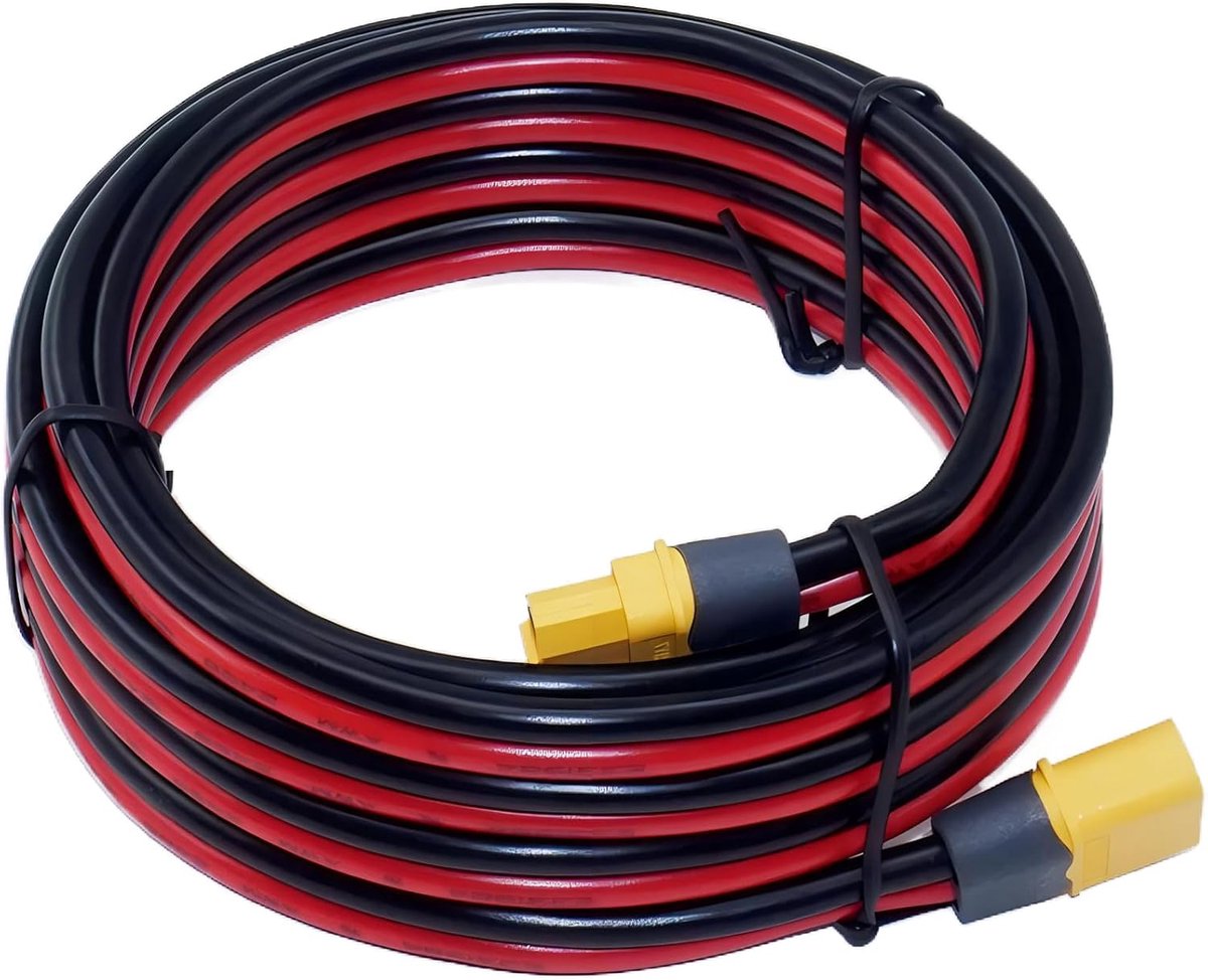 kabelverlenging, 3 m, XT60-bus naar stekker, XT60H verlengkabel, 3 m, 12 AWG, zonnekabel, compatibel met Anker EcoFlow Delta River Powerstaion zonnepaneel