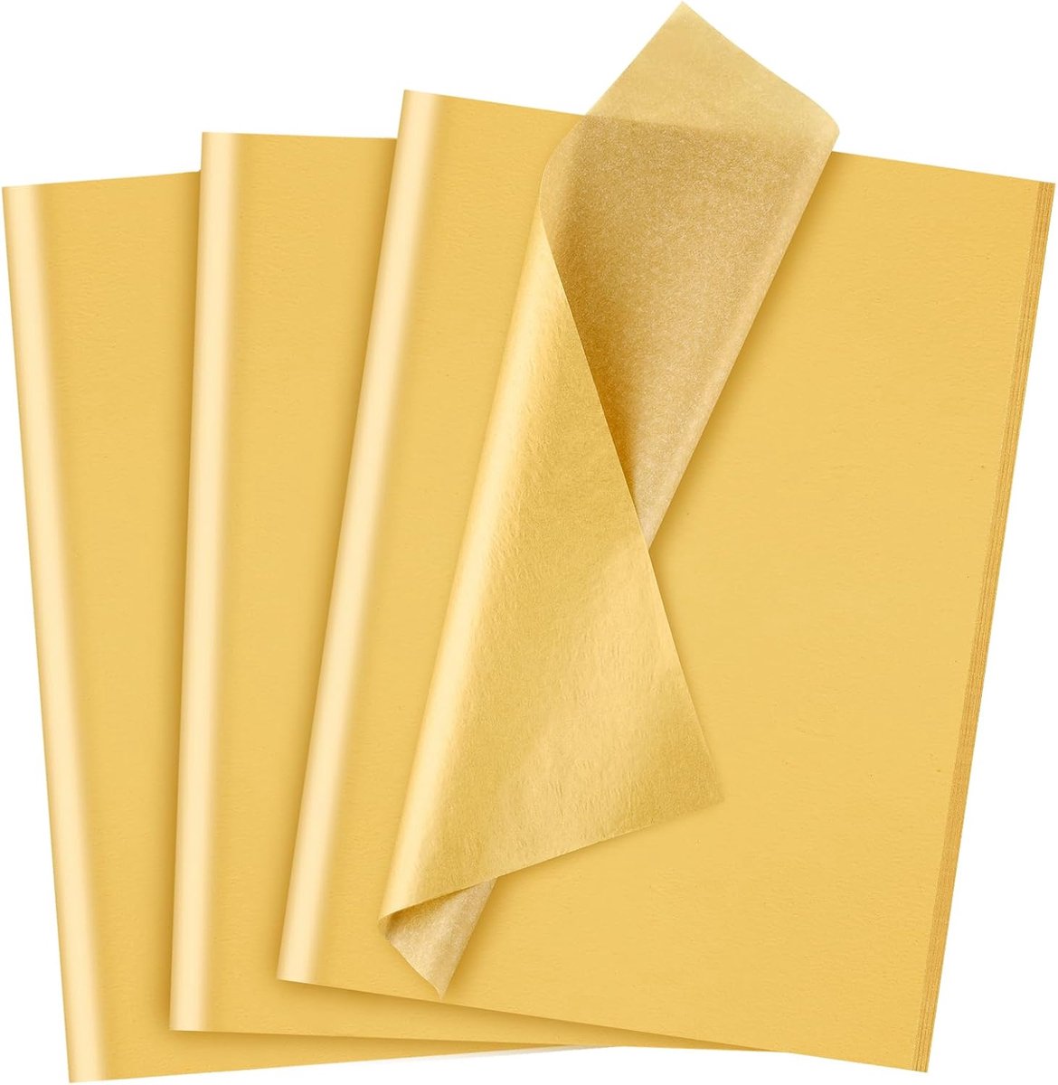 Metallic Goud Tissue Papier - 120 Vellen, 35,6 x 50,8 Cm, Bulk Goud Verpakkingspapier voor Cadeauzakjes, Verpakking, Bloemenvulling, Knutselen, Kerstmis, Verjaardag, Huwelijksdecor