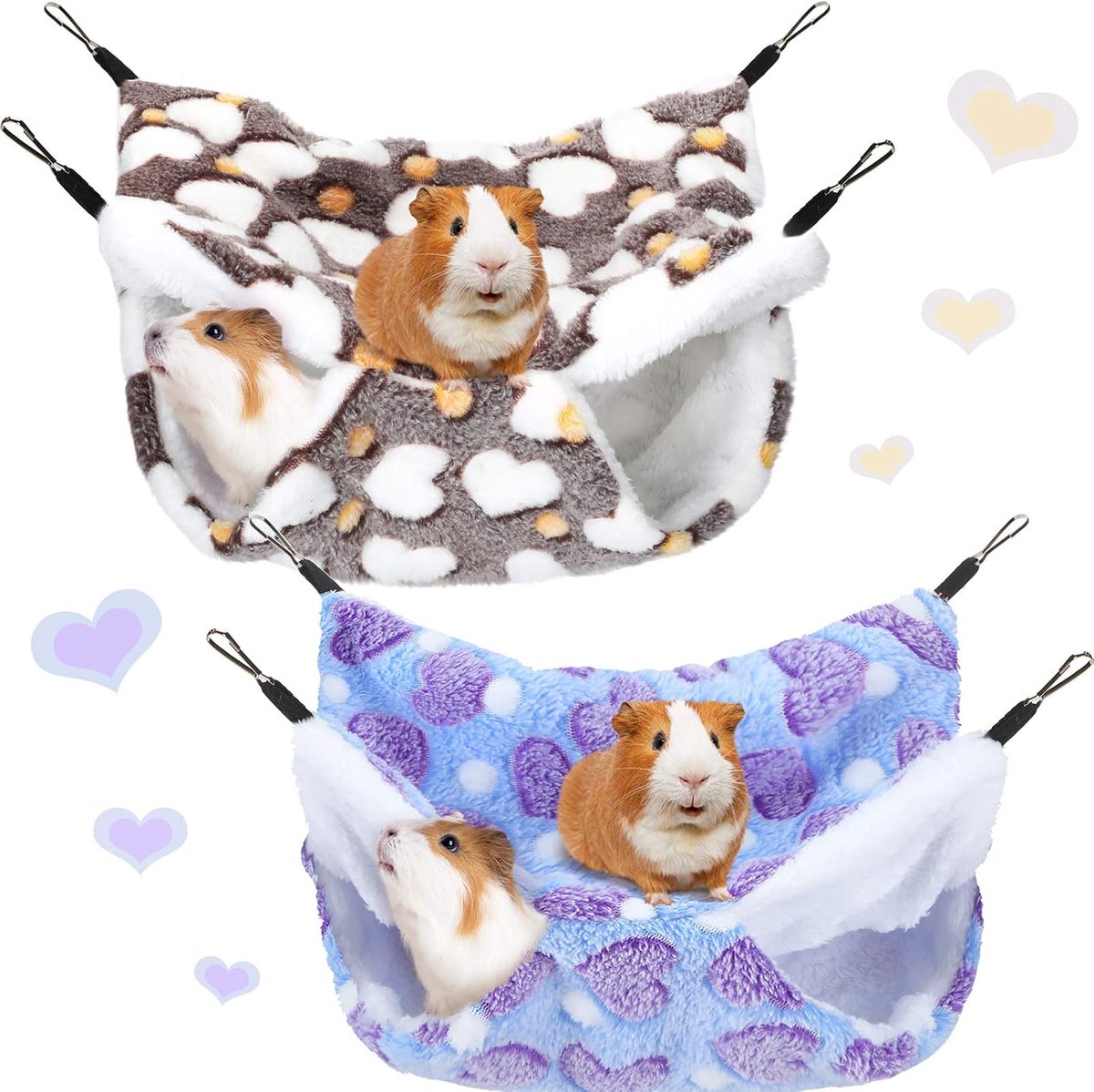 2 stuks cavia rat hangmat cavia hamster fret hangmat speelgoed bed voor kleine dieren chinchilla papegaai suiker zweefvliegtuig fret eekhoorn spelen slapen (paars, koffiekleur)
