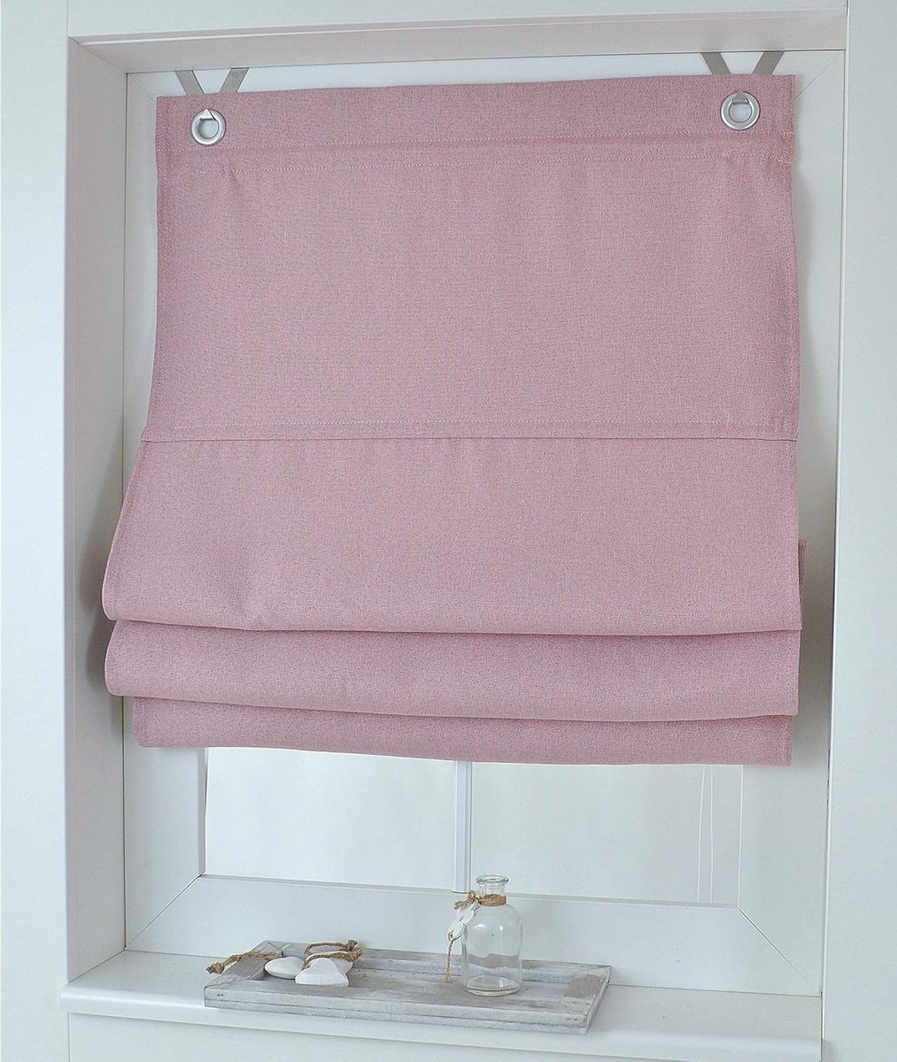 Vouwgordijn Dimout Oog-Vouwgordijn met haken rose ondoorzichtig verduisterend breedte 80 cm x hoogte 130 cm