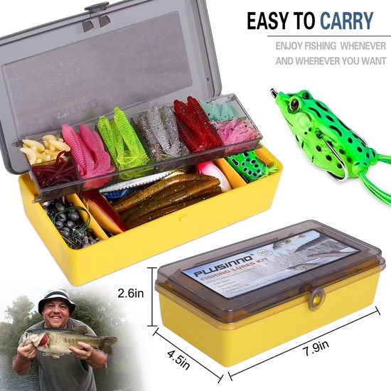 Visaas aas visgerei inclusief crankbaits, spinnerbaits, plastic wormen, mallen, topwater kunstaas, visgerei doos en meer visgerei kunstaas kit set, 102/302 stuks vissen lokken visgerei — afbeelding 2