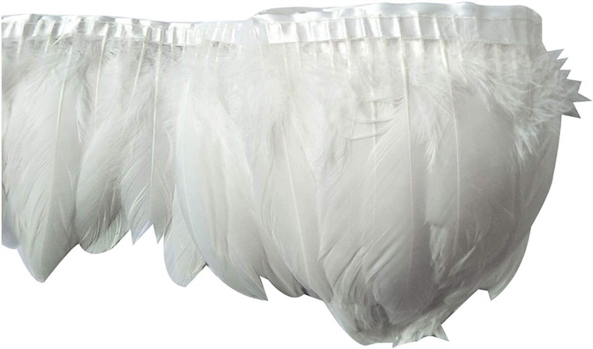 keland 2 meter ganzenveren strepen trim 15-20 cm breed DIY sjaal oksel rok Halloween jurk decoratieve veerrok (wit)