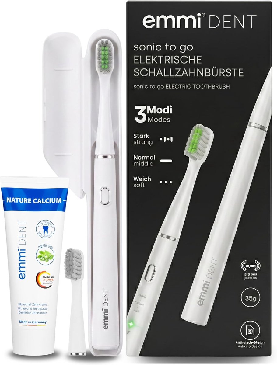 SnelShoppen - Draadloze Sonic Tandenborstel met 25 Dagen Accuduur, 3 Reinigingsmodi en 20.000 Vibraties/min, Reis Tandenborstel met Pouch