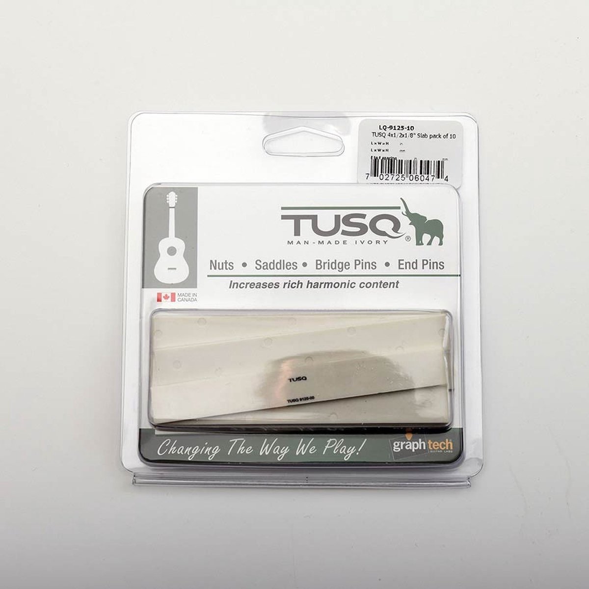 Graph Tech LQ-9125-10 TUSQ® 10-pack Ongeslepen Zadels voor Akoestische Gitaar 101,60 x 3,17 x 12,70 mm