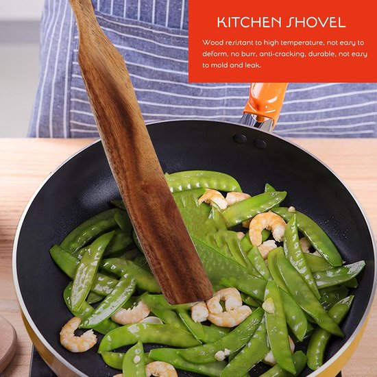 Lange Houten Spatel 11 Inch Ergonomisch Keukengerei Lange Handvat Voor Koken En Eenvoudige Bereiding — afbeelding 4