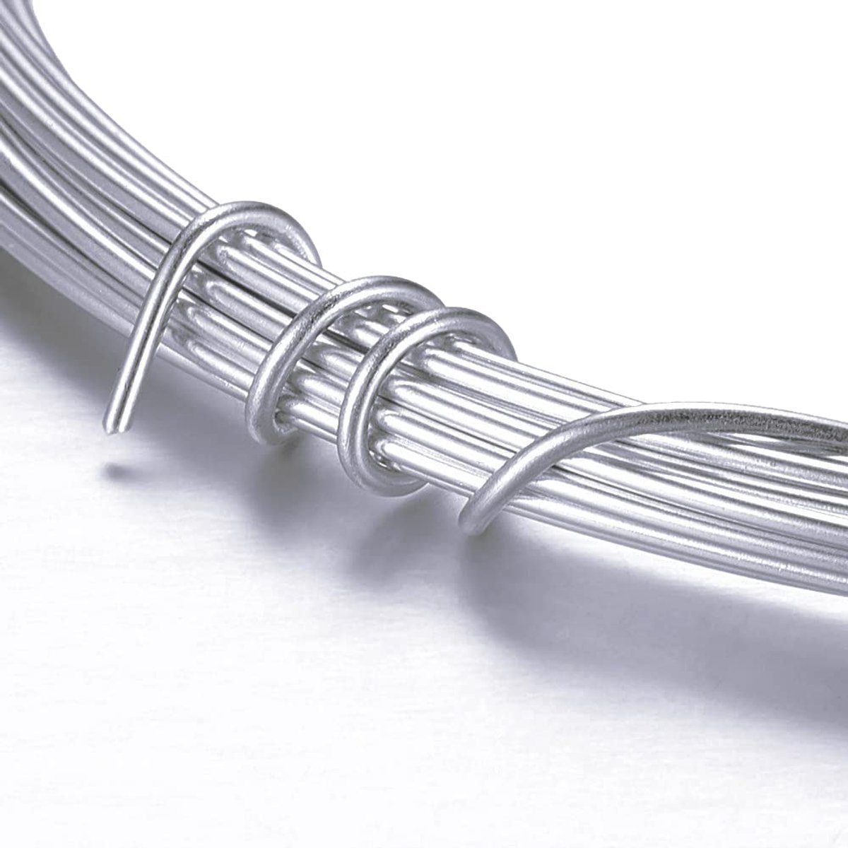 Draad, zilverkleurig, 1,5 mm, sierdraad, buigdraad, aluminiumdraad, knutseldraad, pareldraad, decoratieve draad, lakdraad, bloemendraad, 5 m