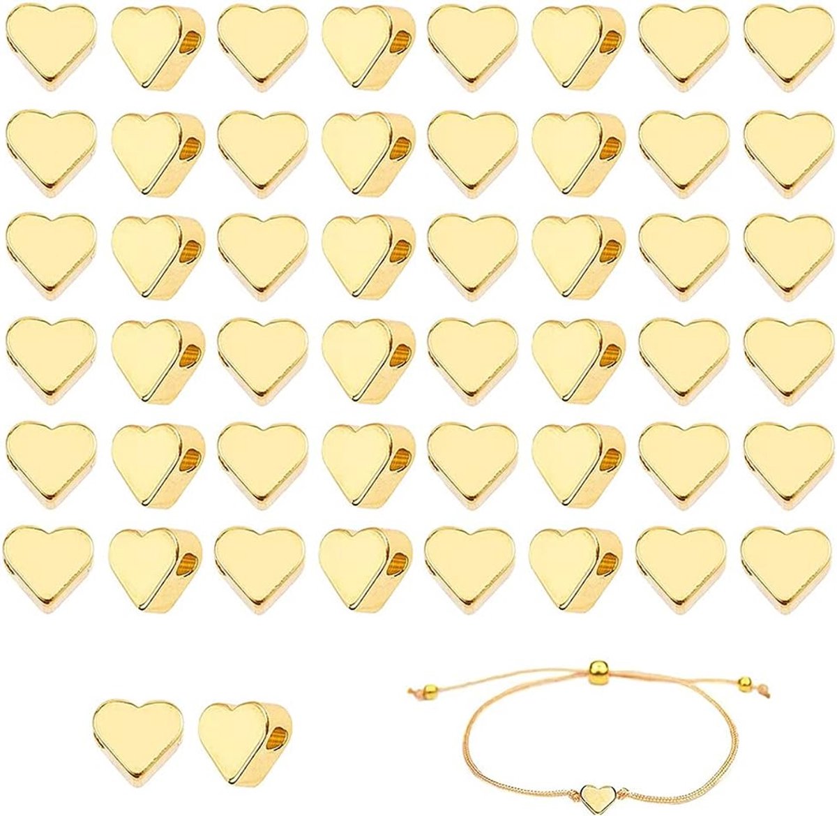 Kralen, 7 x 6 mm metalen metalen gouden kralen, 14-karaats verguld koper, voor oorbellen, halskettingen, armbanden, enkelkettinkjes en sieraden maken (goud)