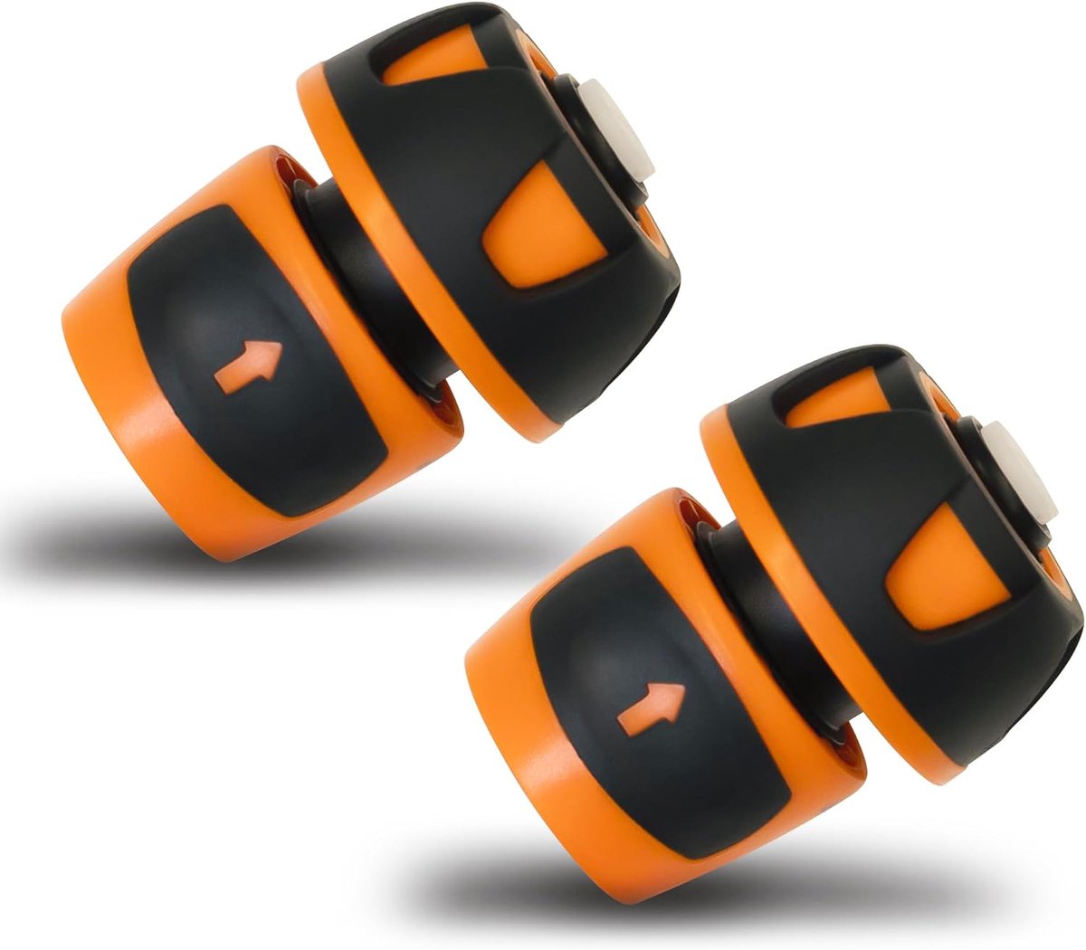 2 x slangkoppeling - 3/4 inch (19 mm) met Aquastop - set van 2 slangkoppelingen voor tuinslang, slangaansluiting, connector, snelkoppeling, slangadapter (oranje)