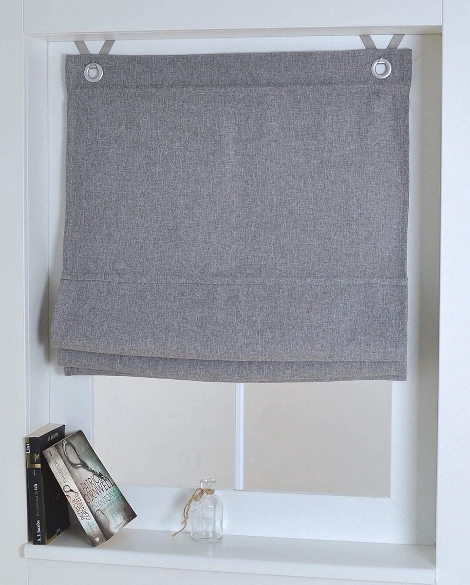 Vouwgordijn met ogen, Dimout, grijs, ca. 60 x 130 cm