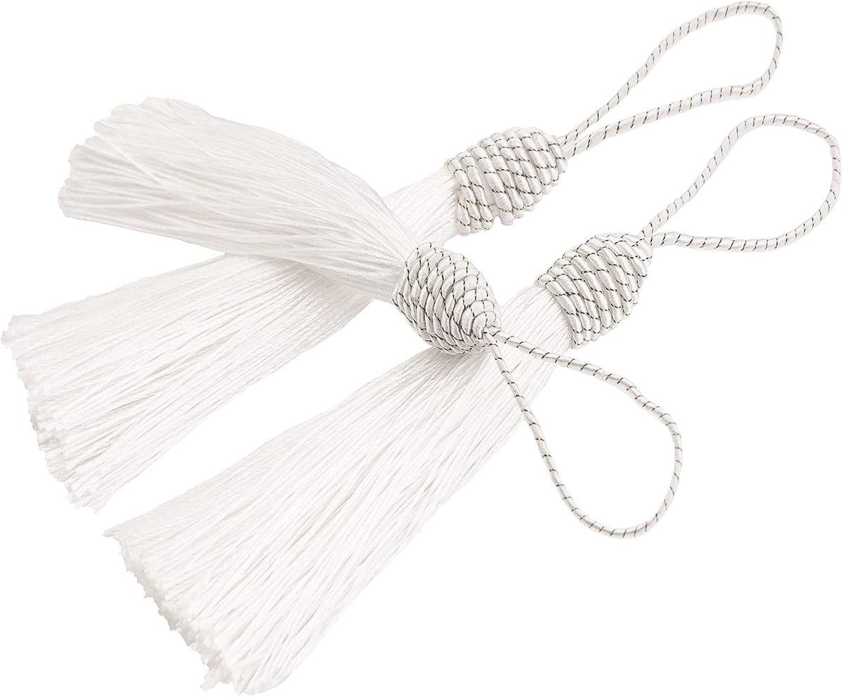 Kwastjes 20 Stks 15cm/6 Inch Witte Kwastjes met Ananas Hoofd Naaien Kwastjes Zijdeachtige Floss Mini Craft Kwasten met Koord Loop voor Sleutelhanger Oorbel Sieraden DIY Craft