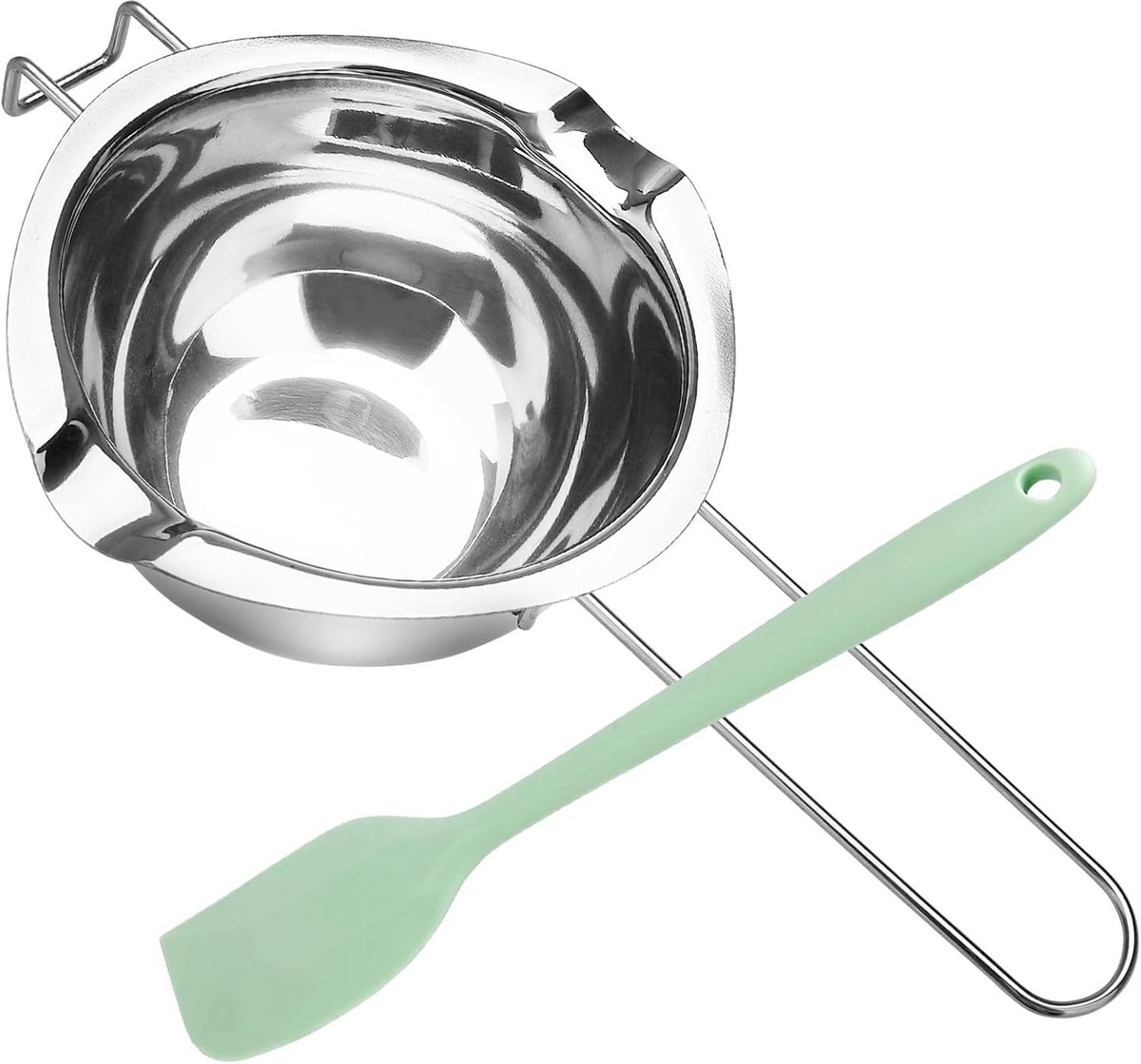 Smeltpot kaarswas, waterbad smeltschaal, kaarsen smeltpot 304 roestvrij staal bonus 1 kunststof schraper, smeltpot voor kaarsen, suiker, boter, kaas, karamel, chocolade (400 ml)