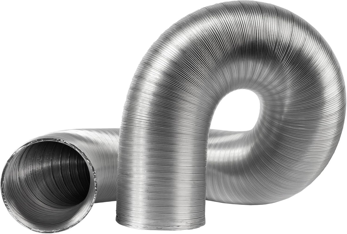 12 cm/120 mm aluminium buis, 1,5 m lang, flexibele ventilatiebuis, voor wasdroger, afzuigkap, buisventilator, airconditioning, luchtkanaalinlaat, afvoerslang voor broeitenten, kweekbox