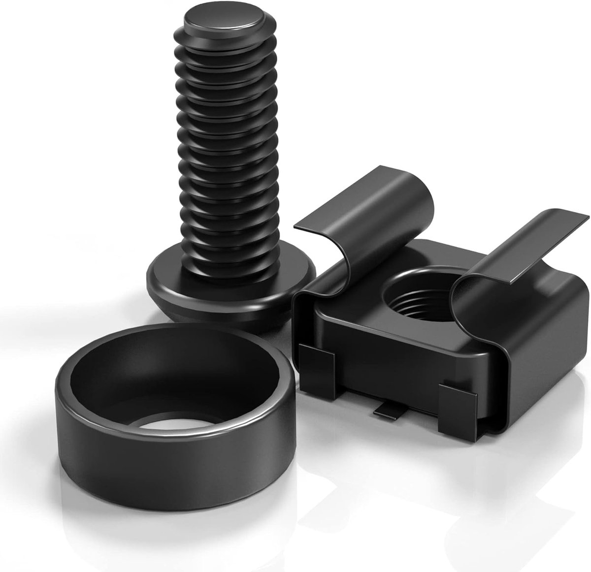 Kooimoeren, Schroeven en Ringen voor Rack Mount Serverkast, Serverplanken, Routers, Rack Montageschroeven en Vierkante Insteekmoeren, Zelfborgende Kabelbinders Gratis