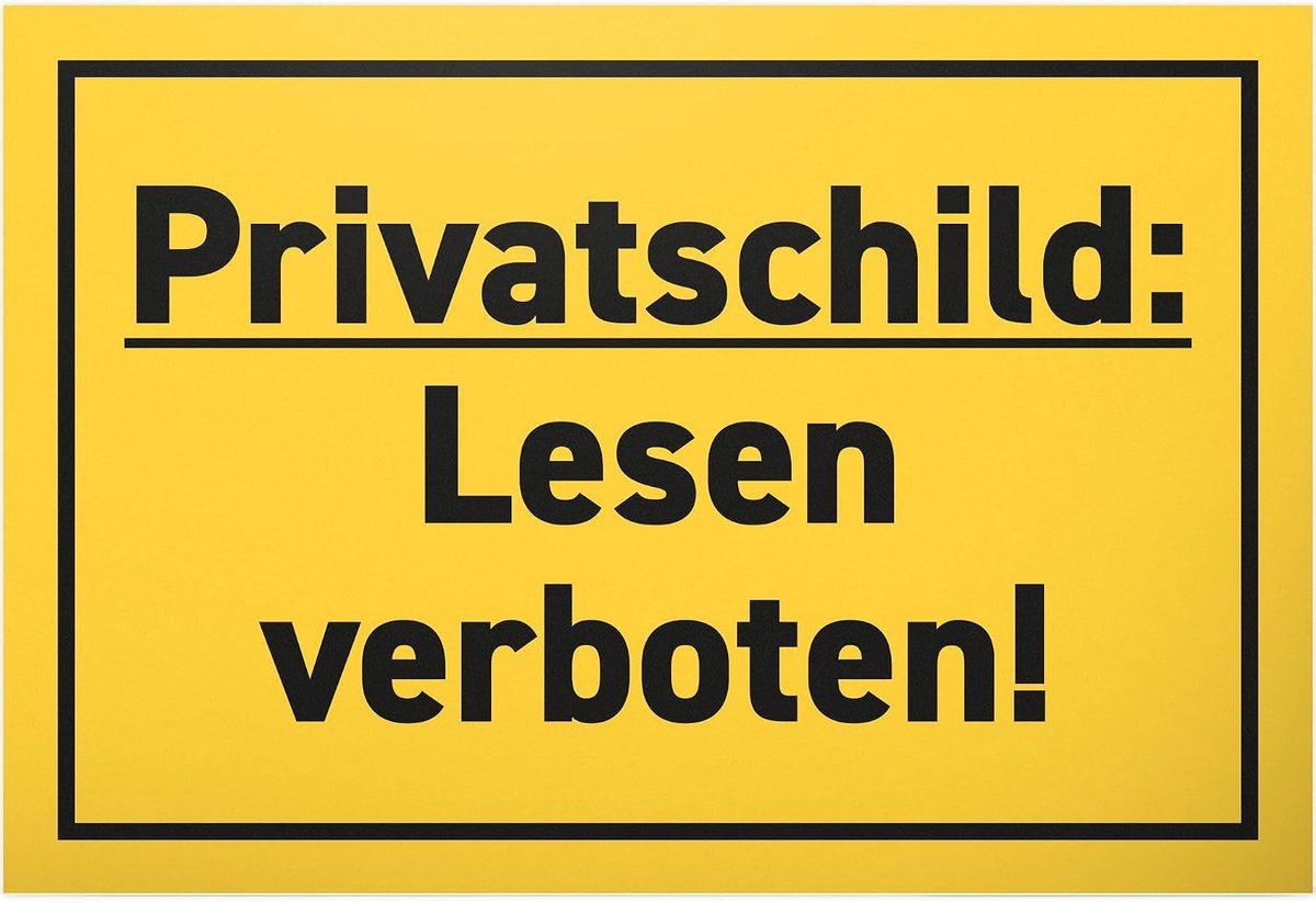 Privacybord lezen verboden - bord kunststof 30 x 20 cm - spreukenbord verjaardagscadeau deurbordje grappige spreuk - cadeau party party decoratie kantoor cadeau-idee collega's vrienden