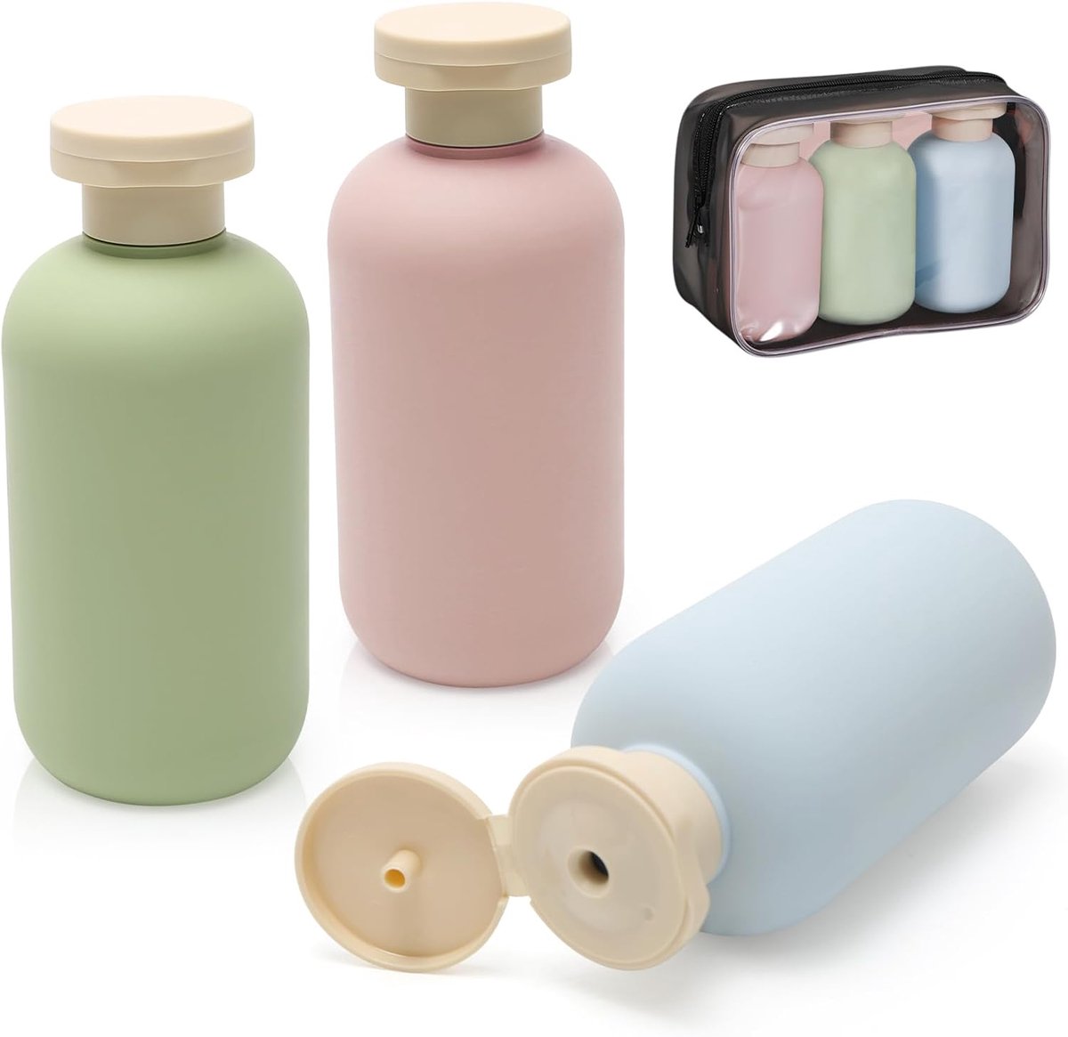 3 stuks reisflessen voor toiletartikelen 200 ml, navulbare Squeeze reiscontainer, subpakket knijpflessen voor shampoo handdesinfecterend gezichtsreiniger douchegel