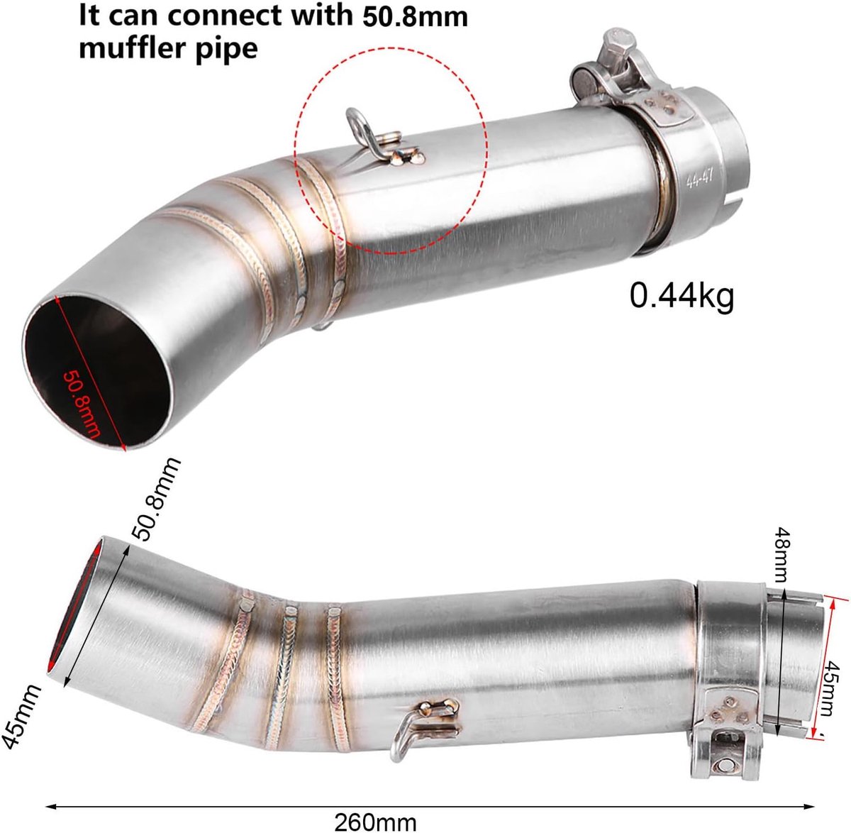 Uitlaat Midden Pijp Uitlaat Mid-Pipe Adapter Link Connector voor CBR500R CB500X CBR400R CB400X