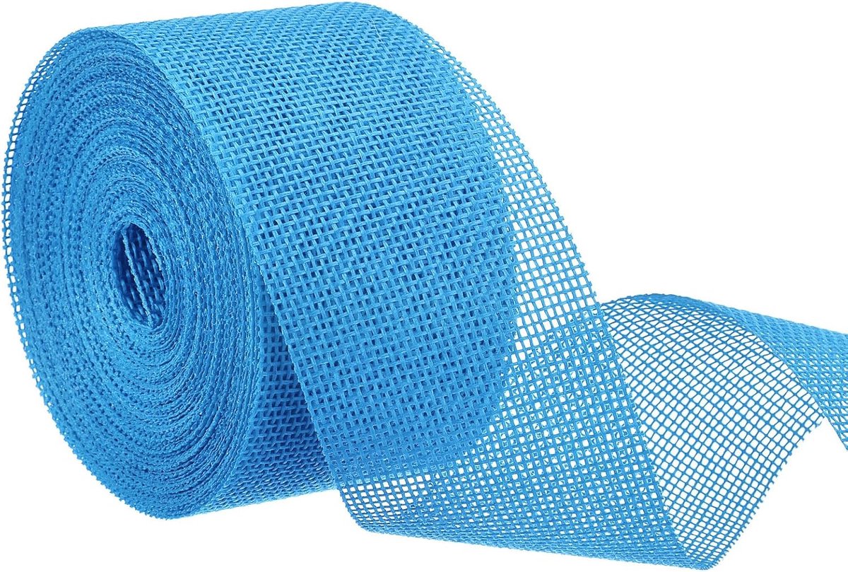 Jute lint, 5 cm breed, 10 meter jute band met draad voor geschenkverpakkingen, huis- en bruiloftsdecoraties, hemelsblauw