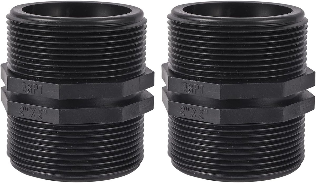 Pakket van 2 2 x 2 Inch BSP Mannelijke Draad Slangkoppeling Verbindingsadapter Zelfde Adapter Irrigatieslangkoppeling voor Tuinslangsystemen