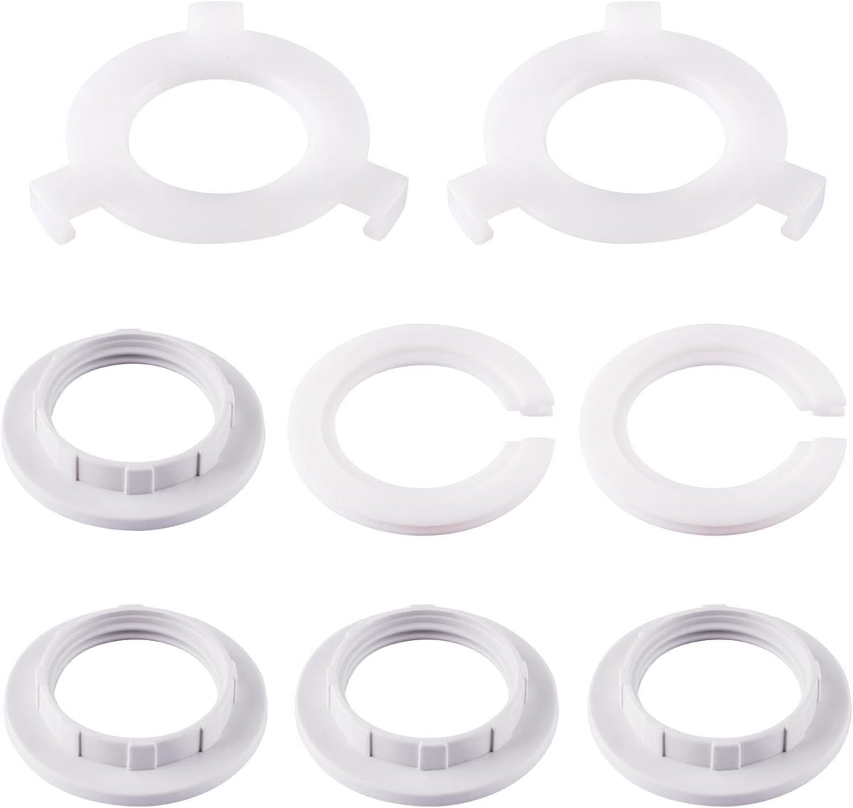 8 stuks kunststof lampenkap ring E27 tot E14, lampenkap ring converter, sokkelvervangring, montage-lampenkap-afdichtadapter, wit