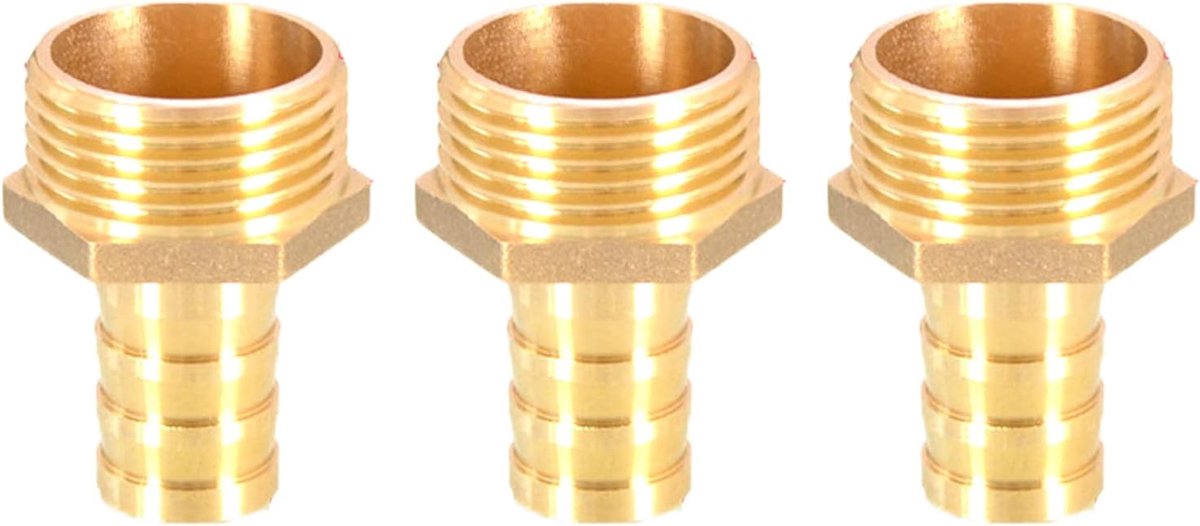 3 STKS Massief Messing Slang Staart Connector Prikkeldraad BSP Mannelijke Draad 19mm tot 1 inch voor Air Water Brandstof Olie Gas