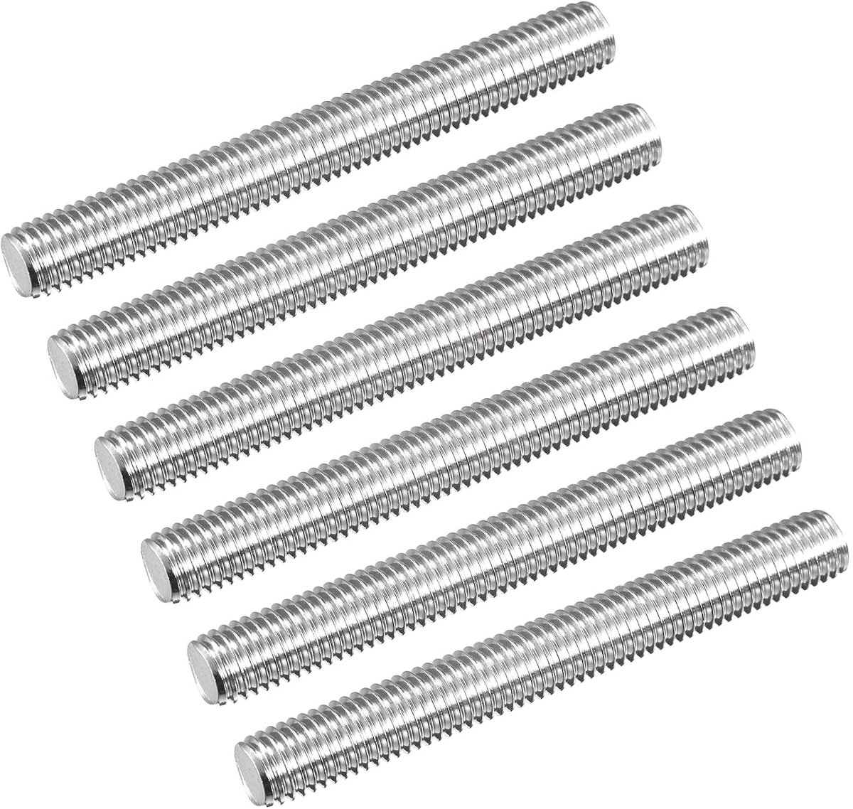 Draadstang compleet M12 x 100 mm draadstang 1,75 mm van roestvrij staal 304 rechts schroefdraadstangen 6 stuks