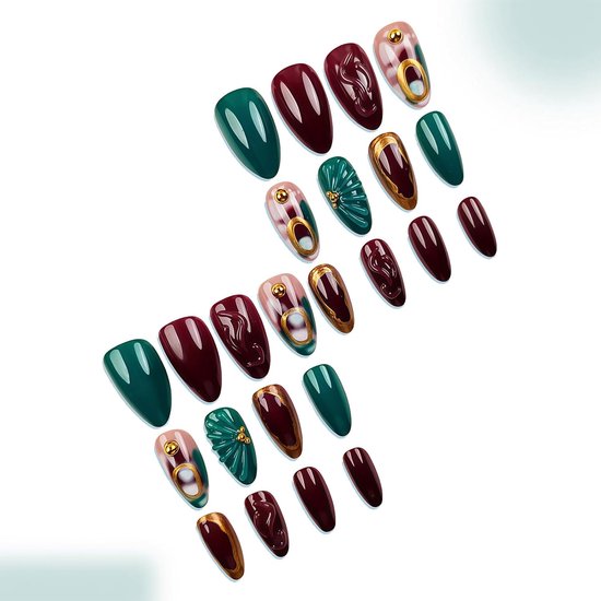10 Stk Press On Nails, Handgemaakte Fake Nagels Amandel, Herbruikbare Acrylnagels voor vrouwen, Beginners voor feesten, reizen, dagelijks gebruik (Bruin, M) — afbeelding 3