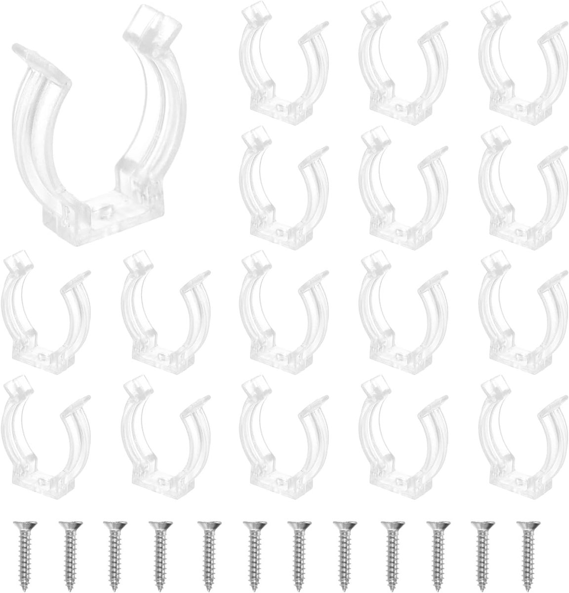 T8 U Clips houder houder kunststof buisklemmen met schroeven voor LED-lampen plafondlamp, helder, verpakking van 18