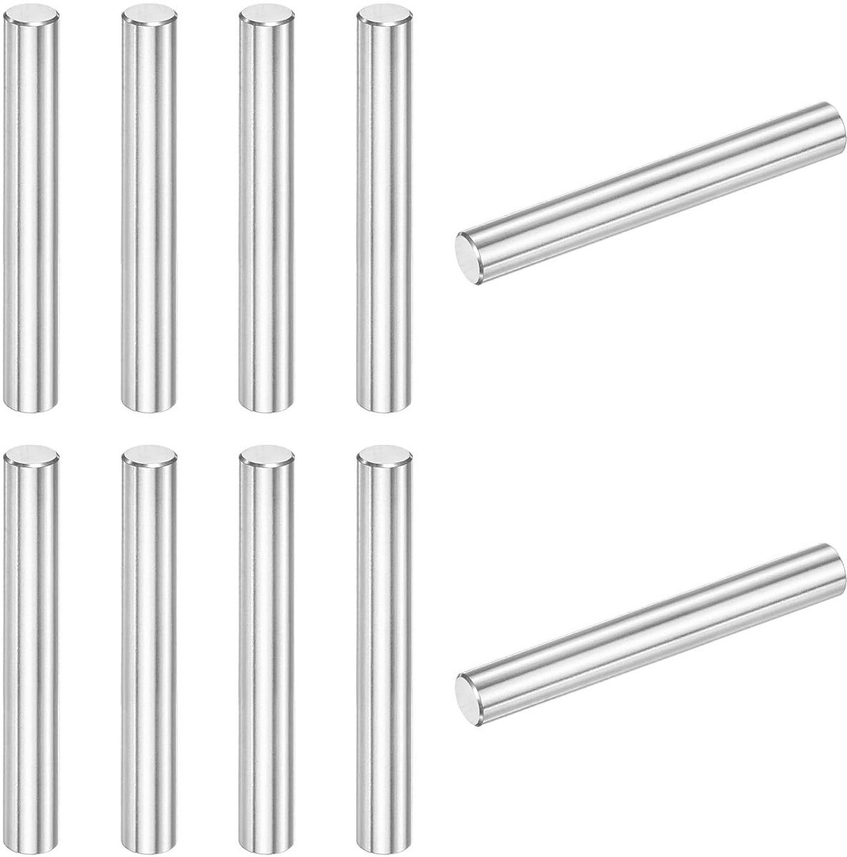 METERXITY 10 stuks 316 roestvrijstalen bevestigingspinnen voor metalen apparaten/houten projecten, 8 x 60 mm, cilindrische planksteunpennen [zilver]