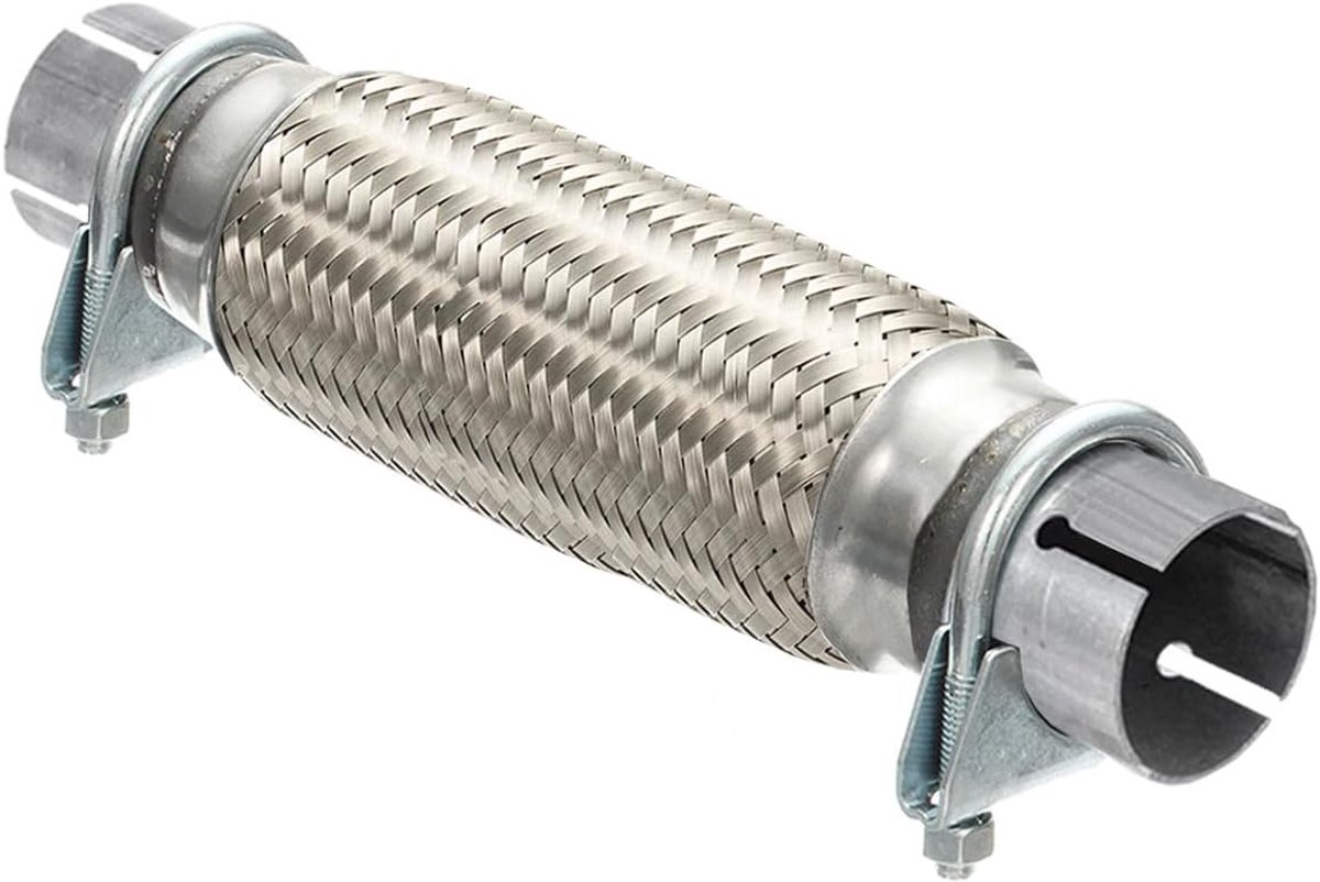 uitlaatpijp met 2 klemmen 42mm x 200mm/300mm Flexibele uitlaatverbinding reparatiepijp RVS Uitlaatreparatie Flexibele buis Gevlochten uitlaatpijpconnector