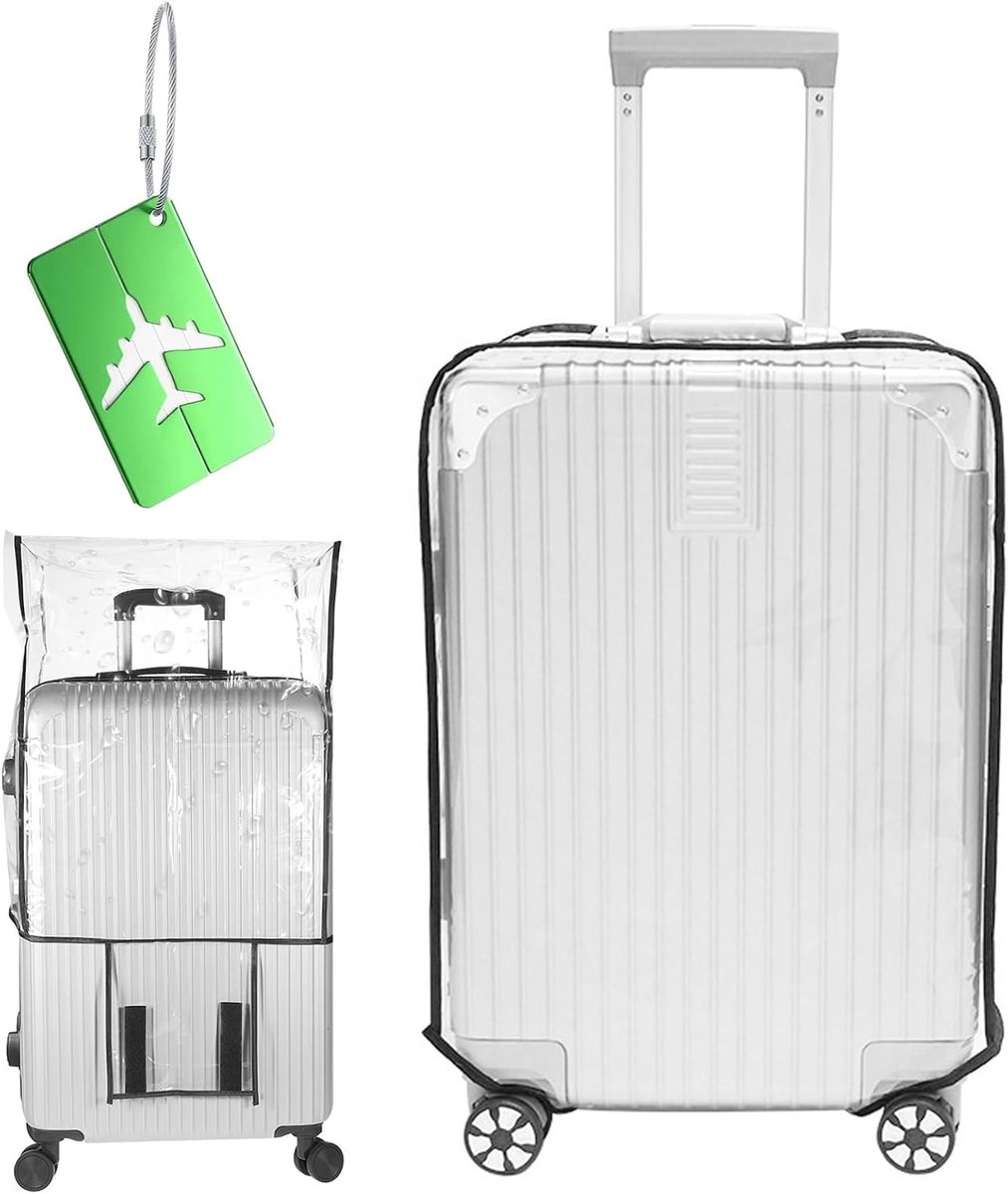 Kofferhoes 61 cm Kofferhoes Beschermhoes voor Koffer | Transparante beschermhoes met bagagelabel voor zakenreizen, vakantie, lange afstand