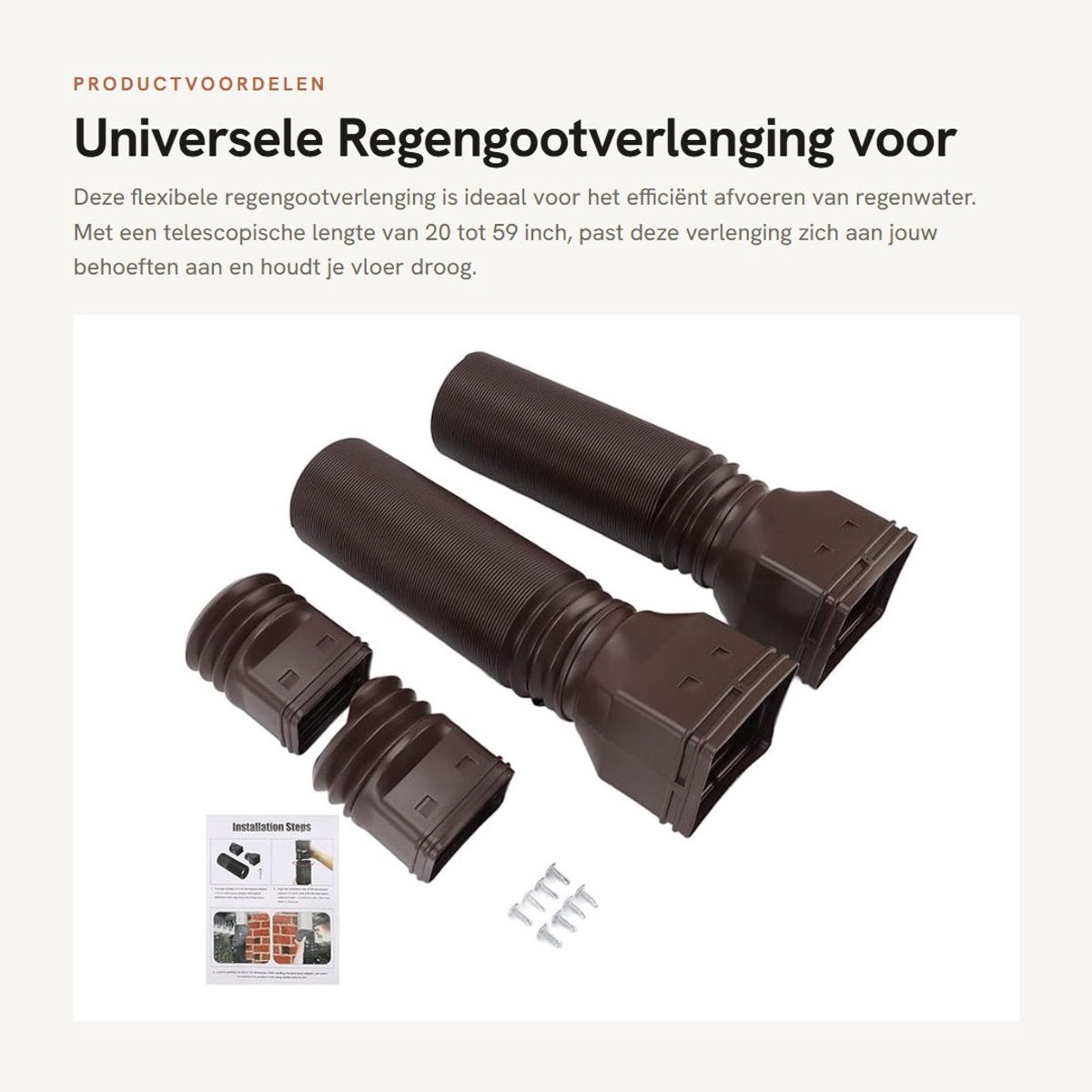 Dailygoods- Regengootverlenging Universeel - Flexibel - Telescopische Verlengingen - Afvoerpijp - Drainageaansluiting - PE/ABS Materiaal