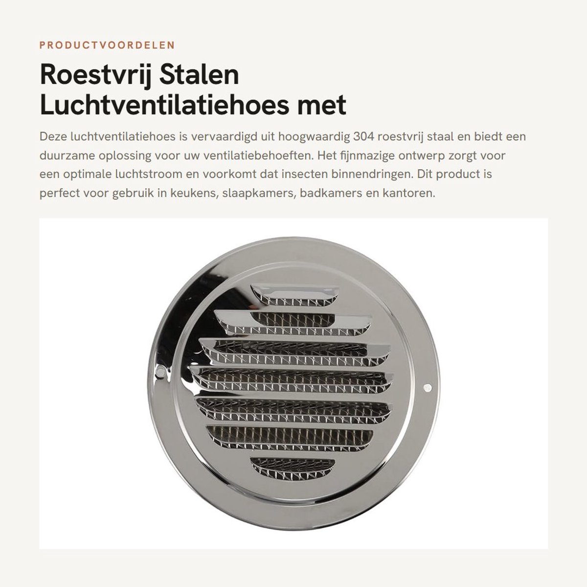 Dailygoods- Luchtventilatiehoes 304 Roestvrij Staal - Ronde Ventilatie Cover - Vliegscherm - Weerbestendig - 150 mm - Goed Afgesloten Design - Ventilatiegrill