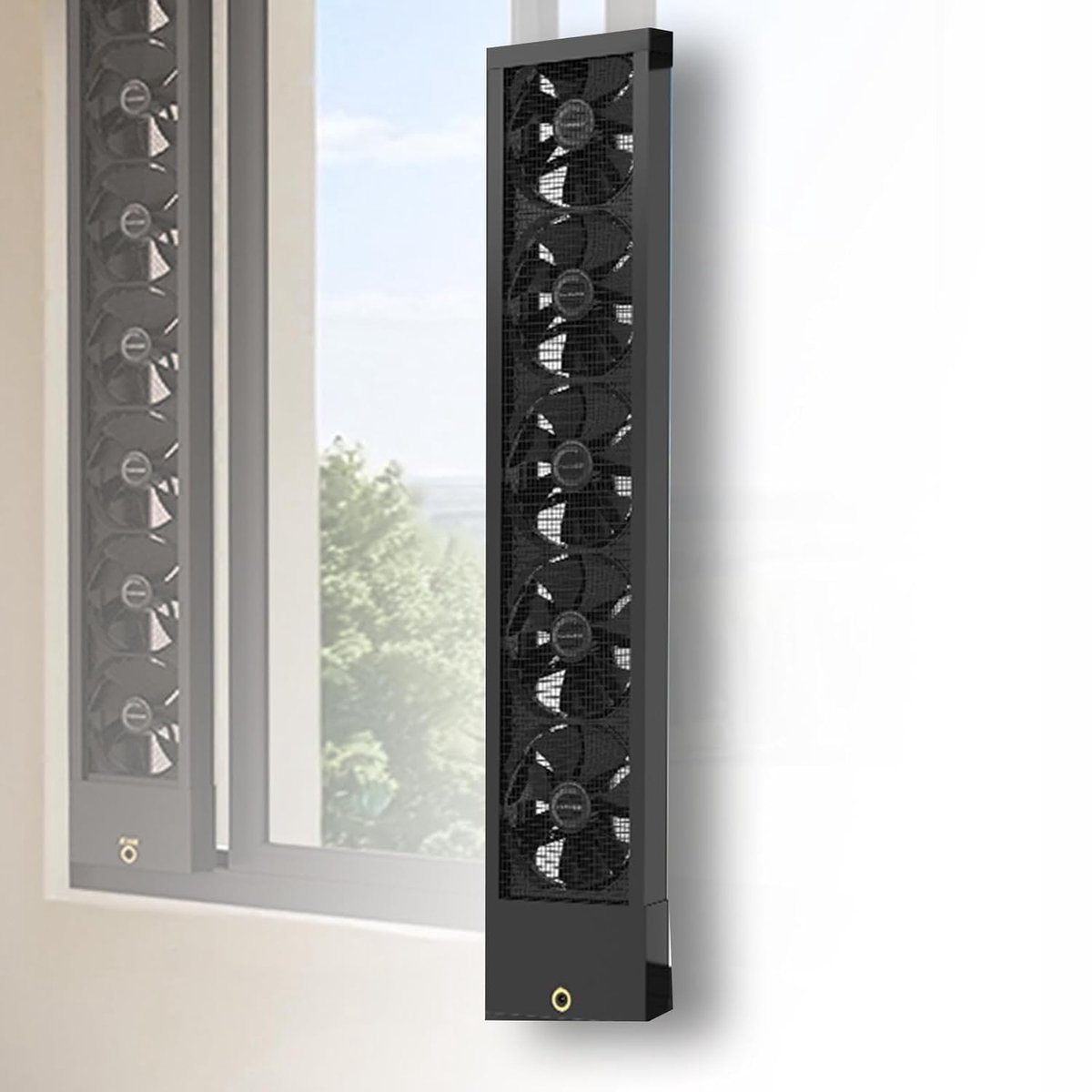 Raamafzuigventilator - Ventilator - Ventilatie - Zonder boren - 50-55 cm - Donkergrijs