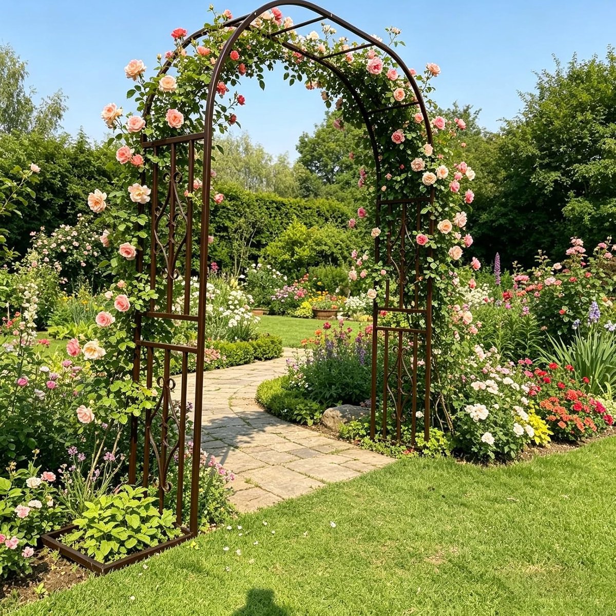 Tuinboog Prieel - Decoratie Boog - Klimplanten Ondersteunen - Roestbestendig Materiaal - 260x40x227cm - Brons