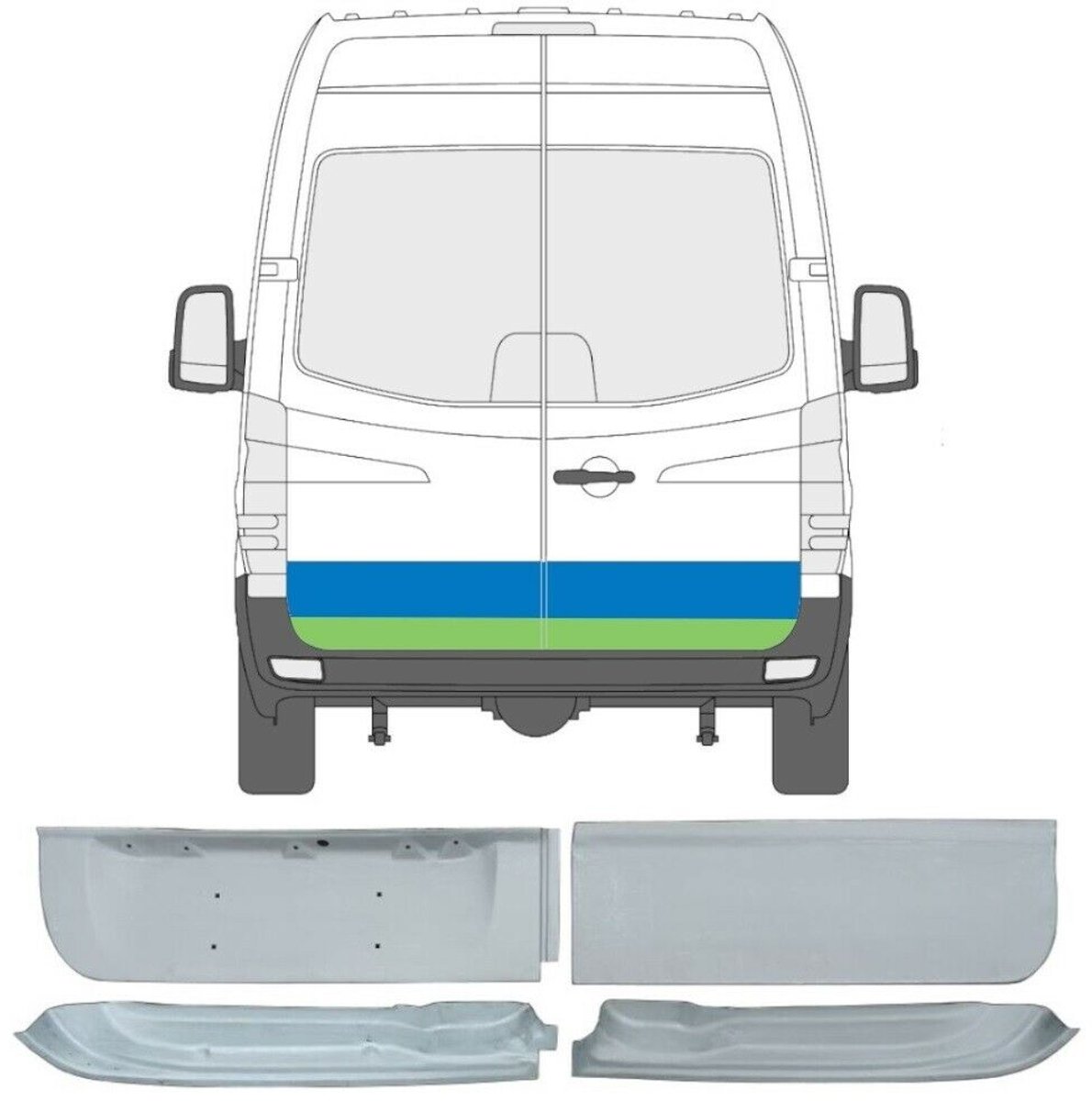 Reparatie plaatwerk achterste deuren voor Mercedes Sprinter 2006-2018
