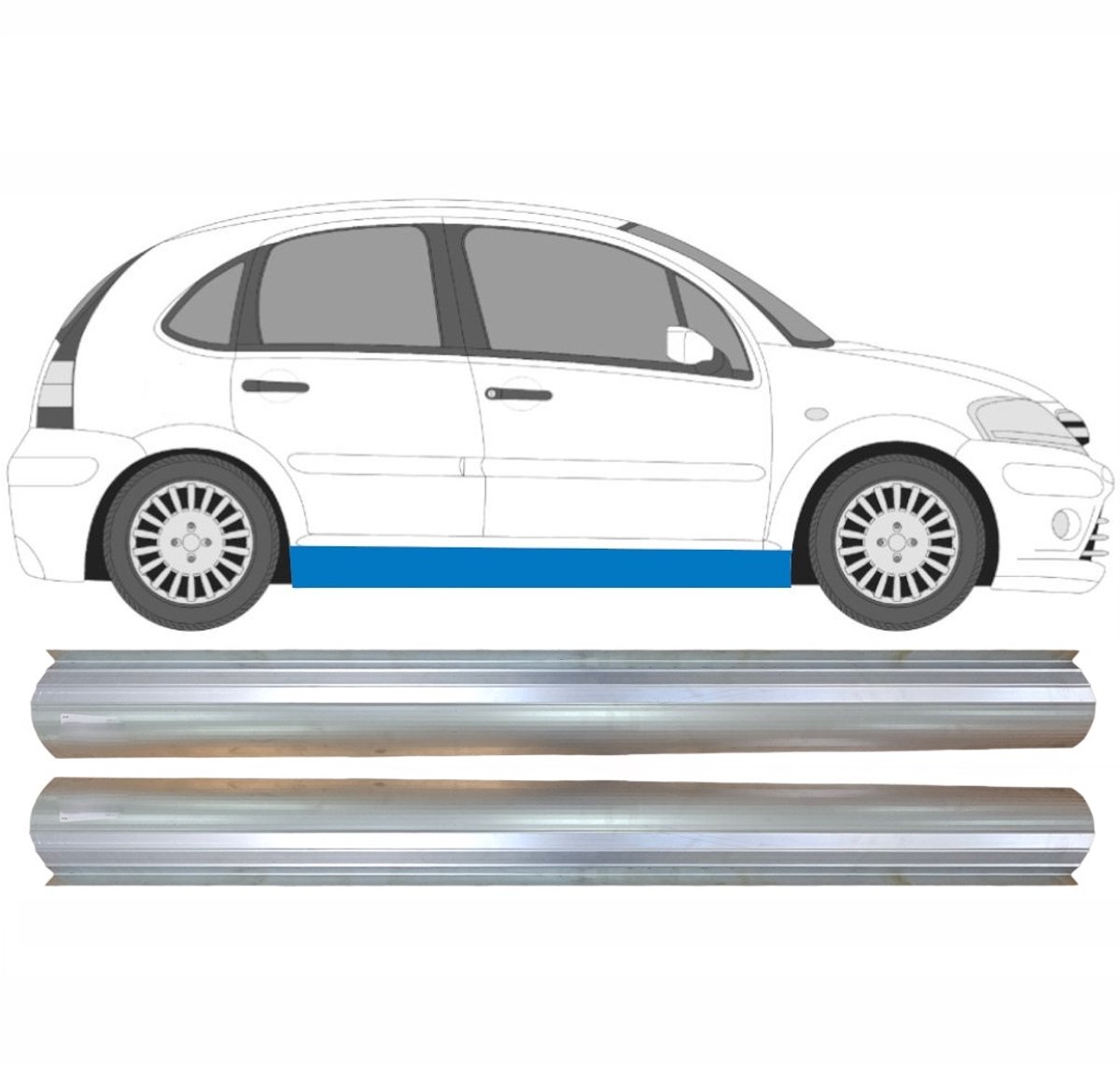 Reparatie dorpel voor Citroen C3 2002-2010 / Links + Rechts / Set